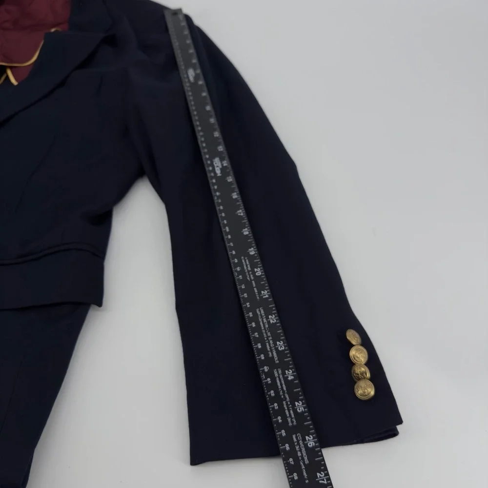 J.Crew Mens Navy Blue Wool Blazer Gold Anchor Buttons Sport Coat 44R Preppy